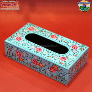 Porta Pañuelos de Madera Pintado a Mano, Diseño Rectangular Azul/Decoración y Accesorios Hechos a Mano Personalizados - Product Image 2