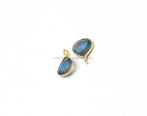 Iolite Quartz Natural Multi Gemstone Findings <b>Heart</b> <b>Shape</b> Gold Plated Making Single Bail Faceted Handmade Connector - Product Image 4