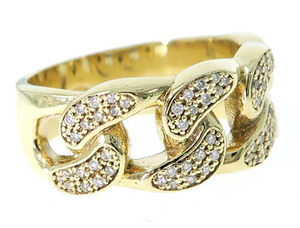 Anillo de Diamantes Natural de 0.75 Quilates con Eslabones Cubanos de Miami en Oro Amarillo de 14k, Anillo Cubano de Diamantes, Anillo Cubano de Oro Sólido de 14k - Product Image 3