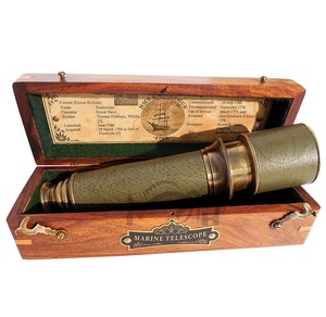 กล้องส่องทางไกลกัปตันเรือทองเหลืองพร้อมกล่องไม้เนื้อแข็งทำจากทองเหลืองเป็นของขวัญ - Product Image 1