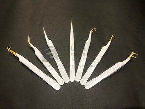 Pince à épiler professionnelle polyvalente en acier inoxydable solide enduit de poudre d'or blanc avec logo personnalisé - Product Image 6