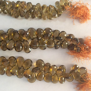 6mm 8mm Naturel Champagne Quartz Poire Briolette Perles De Pierres Précieuses Strand String Perle De Pierre Semi Précieuse pour La Fabrication De Bijoux En Ligne - Product Image 1