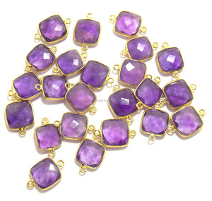 Handmade 12mm Amethyst Gemstone Bezel Pendant Gold-Plated Connector for <b>Jewelry</b> Making Fashion Style <b>Jewelry</b> <b>Findings</b> - Product Image 1