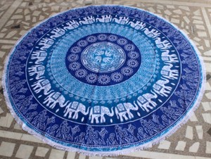 72 \ "elefante indio Roundel Mandala flecos patrón impreso étnico redondo playa Yoga Mat toalla colgante de pared - Product Image 2