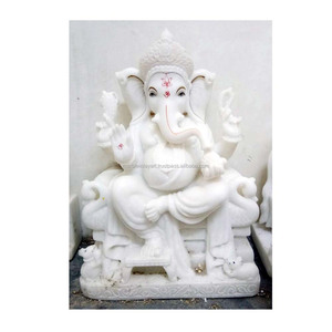 Statue de Ganesha en marbre blanc pur - Product Image 1