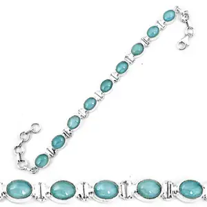 Bracelet tennis en argent sterling 925 avec aquamarine bleue naturelle - Product Image 1