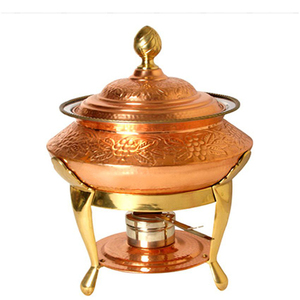 Steel Copper Chafing Dish with Brass Fuel Gel Stand & Serving Spoon - Product Image 1