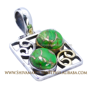 Vente en gros pendentif populaire en argent sterling 925 vert cuivre turquoise pierre précieuse bijoux fins pendentifs et bijoux à breloques fournisseur - Product Image 2