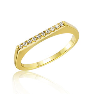 Bague de mariage en or jaune massif 14 carats avec diamant rond véritable de 0,15 TCW pour femme |   Bijou de bracelet élégant et minimaliste, idéal pour un cadeau - Product Image 1