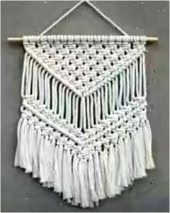 Décoration murale géométrique bohème faite à la main en macramé avec un design unique, édition Diwali en fil de macramé - Product Image 1