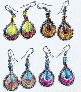 Boucles d'oreilles en fil de soie, bijou ethnique péruvien, vente en gros, achat en ligne