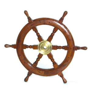 Volant de bateau nautique en bois poli fait main - Thème Amour - Décoration murale du Nouvel An pour la maison - Product Image 1