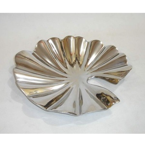 Plateau ovale fantaisie en aluminium nickelé décoratif royal de designer Plateau ovale de fruits de haute qualité avec poignées - Product Image 2