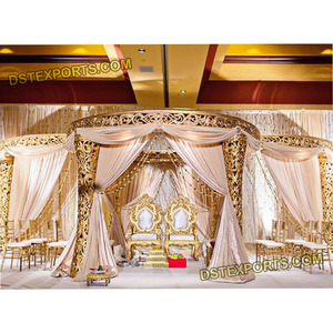 Designer Delizio mariage Mandap cérémonie de mariage doré Mandap cérémonie de mariage hindou délicieux fibre Mandaps ensemble décor USA - Product Image 1