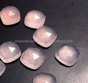 เบาะพลอยคาลซิโดนีสีชมพูธรรมชาติ12มม. ทรงกุหลาบตัดหลวมอัญมณีสำหรับทำเครื่องประดับผู้หญิงใหม่ล่าสุด - Product Image 1