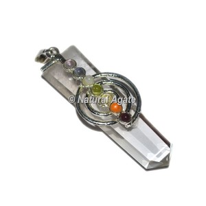 Reiki-pendientes de lápiz planos de cuarzo, piedra de Chakra, cristal - Product Image 1