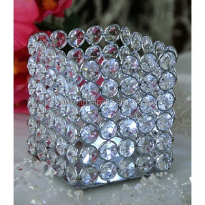 Bougeoirs votifs en cristal perlé argent fantaisie décor de table en métal pour mariage et noël - Product Image 5