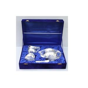 ทองเหลืองชุบเงินชุบงานฝีมือโลหะชุดชาโลหะทำในทองเหลืองและชุบเงินในกล่องกำมะหยี่ของขวัญแต่งงาน - Product Image 3