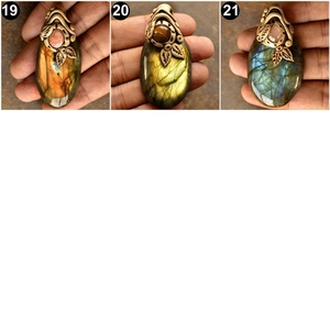 Colgante de labradorita con piedra de arcilla polimérica, amarilla con fuego natural Colgante de Piedra, collar de piedra labradorita al por mayor - Product Image 6