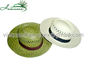 Chapeau de Panama Gangster à large bord en feuille de palmier naturel Chapeau de paille de qualité supérieure - Product Image 1