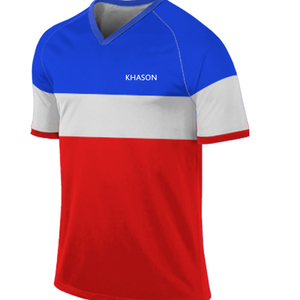 Khason Wholesale 100% Polyester Waterproof Breathable Custom Color Custom Printed V-Neck Half Sleeve Unisex Adult Soccer Shirts - Product Image 1