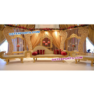 Conjunto de paneles dorados para decoración de escenario, Set de escenario con temática de pavo real para recepción de escenario, boda asiática - Product Image 1