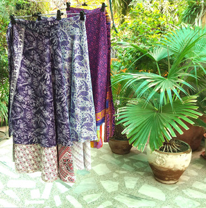 กระโปรงคลุมยาวผ้าไหมส่าหรีลายดอกไม้สองชั้นแบบกลับด้านได้ลำลองไซส์ใหญ่เสื้อผ้าชายหาดสำหรับคนท้องใส่ฤดูร้อนลายดอกไม้ - Product Image 3