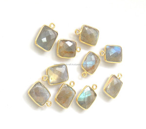 ตัวเชื่อมต่อกรอบหินลาบราดอไรต์ธรรมชาติ24K ทรงสี่เหลี่ยมผืนผ้า8X12มม. ของขวัญที่ดีที่สุดสำหรับเครื่องประดับทั้งหมด - Product Image 3