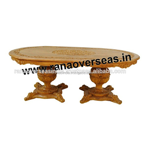 Wooden Hand Carving Center <b>Table</b> in the Shape of <b>Oval</b> in Bronze Color for Home ,Hotel Decor - Product Image 2