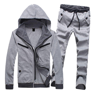 Chándal de verano para hombre, conjunto de dos piezas de algodón personalizado, unisex, de gran tamaño, de lujo, gris, reflectante - Product Image 1