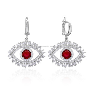 Boucles d'oreille en Zircon pour femmes, accessoire artisanal, en argent Sterling fait à la main, vente en gros - Product Image 1