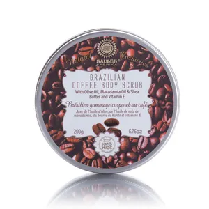 Anti-Stress Arabica Koffie Body Scrub Met Macadamia Olie 100% Natuurlijke Vegan Organic Hand-Gemaakt