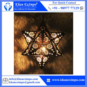 โคมไฟระย้าคริสต์มาสรูปดาว, โคมไฟห้อยโซ่เหล็กสีทอง, ของตกแต่งงานแต่งงาน โคมไฟระย้าแบบแข็ง - Product Image 3