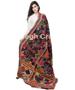 Tribal Kuchi Embroidery shawl-Kutch Woolen Stole Shawl -Vintage Rabari Shawl Banjara