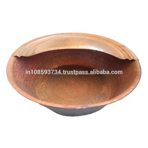 Bol décoratif multifonctionnel en cuivre avec poignée sur le côté Bol de spa en métal martelé et en cuivre avec poignée - Product Image 2