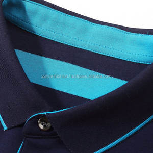 Vente en gros de t-shirts polo à rayures 100% coton teints en fil polos de golf à manches longues pour hommes avec logo personnalisé - Product Image 3
