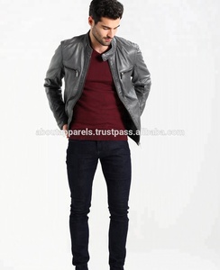 Veste en cuir de moto en peau de mouton véritable à design personnalisé manteau décontracté hiver fermeture éclair avec fourrure de vison nouveau pas cher - Product Image 6