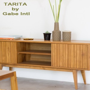 Classic Vintage Style Teak Wood TV Stand for Living Room Home Furniture - Product Image 2