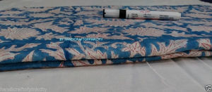 Hand Printed 5 Yard Natural <b>Blue</b> Cambric Cotton Fabric Lightweight Batik Leaf Pattern Dress Shirt Suit Curtain for Boys Girls - Product Image 2