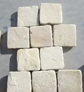 Adoquines de piedra arenisca de menta para exteriores, camino de acceso barato, azulejo de pavimento Natural para Patio, camino de camino, cubos, juego de piedras