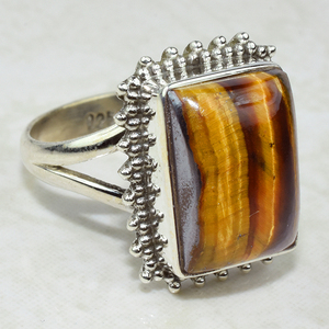 Impressionnant oeil de tigre jaune 925 bagues en argent Sterling 925 argent Sterling 925 vente en gros - Product Image 1