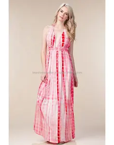 De Marca exclusiva Coleção De Desgaste das Mulheres Sexy Hot Party Wear Rayon Tie Dye Vestido Maxi