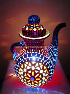 AA25 Handmade Modern Floral Pattern Table Lamp Colorful Artistic <b>Glass</b> Mosaic Pitcher for Home <b>Decoration</b> - Product Image 3