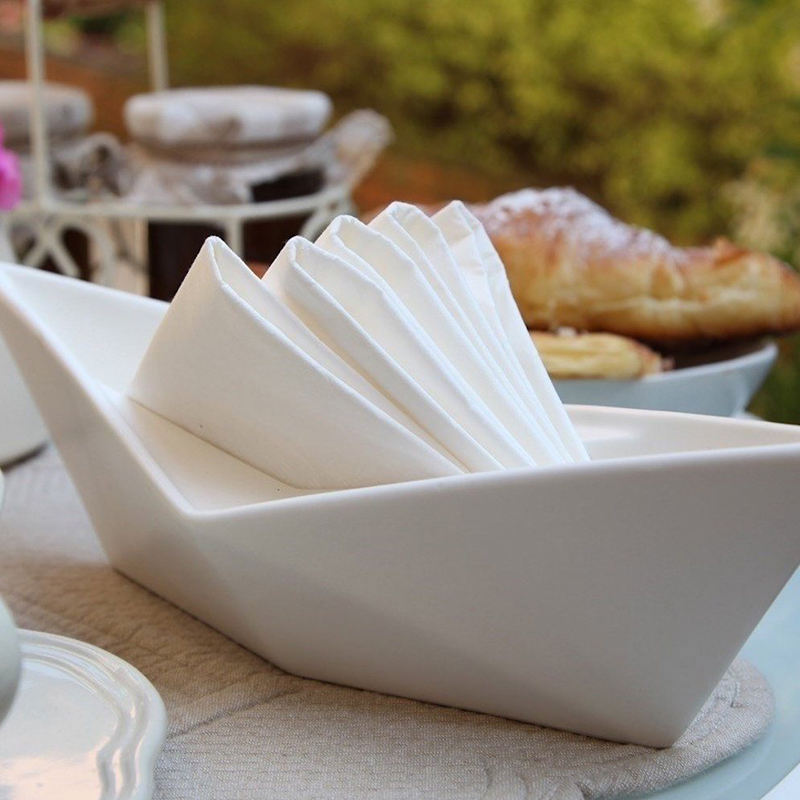 White Porcelain Paper Sail Table Tissue Napkin Holder for Restaurant