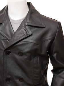 Abrigo largo de piel auténtica para hombre con cuello levantado y cierre de cremallera, gabardina tejida, respetuosa con el medio ambiente, reversible para todas las estaciones - Product Image 4