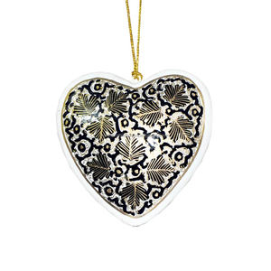 มือวาดสีเหลืองรูปหัวใจตกแต่งคริสต์มาสเครื่องประดับตกแต่งไม้ - Product Image 4