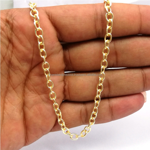 Gold Plated <b>Copper</b> Oval Coin <b>Chains</b> - Little Oval Flat Soldered Cable <b>Chain</b> - Product Image 3
