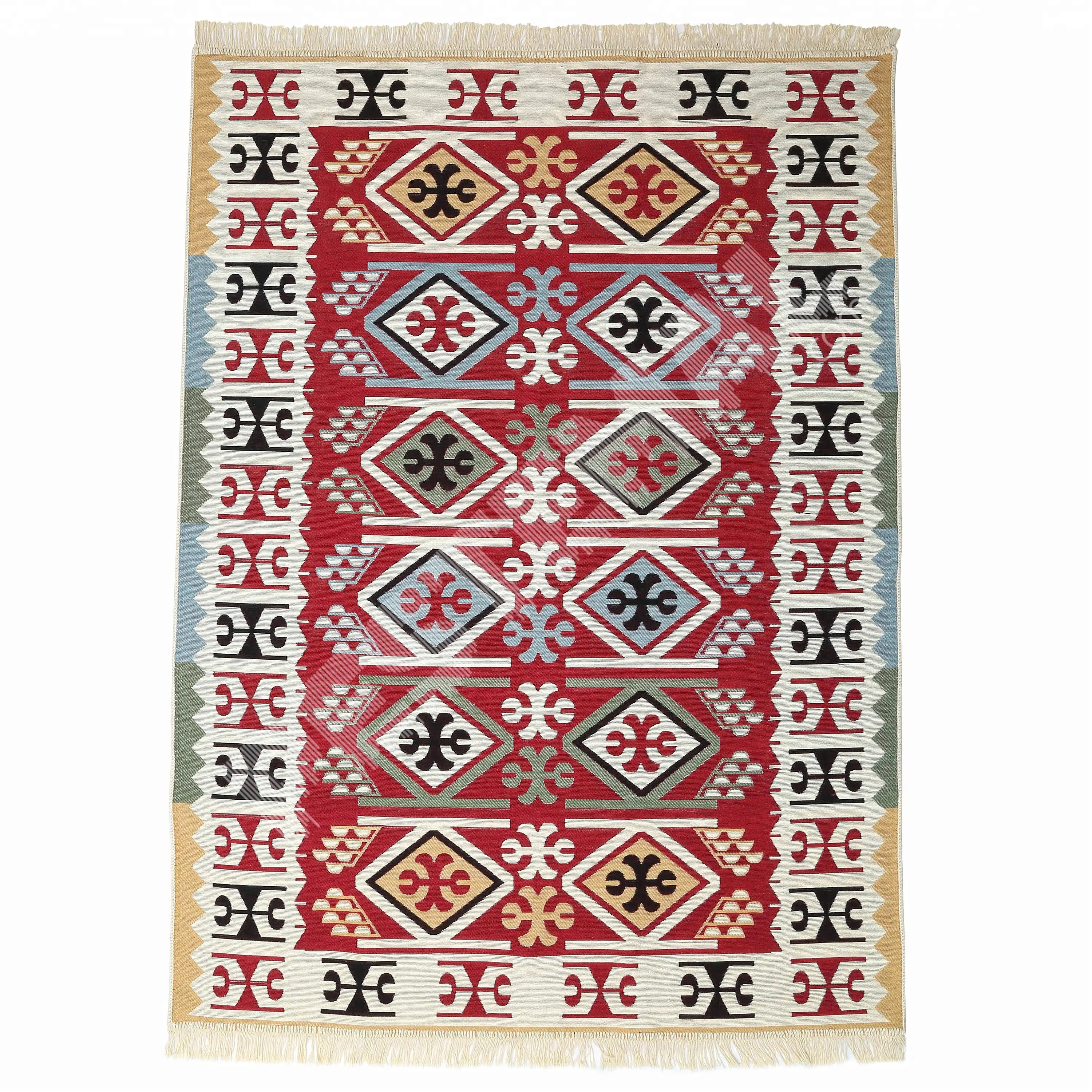 Unique Turkish Authentic Snazzy Design Rug with Meaningful Symbol Pattern and Soft-Touch Washable Hand Knotted Cloth %100 Cotton