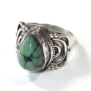 Bague de couleur Turquoise naturelle Semi-précieuse, bijoux en argent 925, vente en gros - Product Image 4