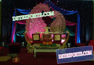 Décoration de scène de mariage indien moderne en or paisley, légère - Product Image 3